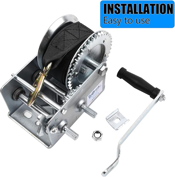 2500lbs Hand Winch Heavy Duty Boat Trailer Winch Two-Way Ratchet Gear Manual Winch Hand Crank Crane Weight Pulling for ATV Truck Towing Rope Winch