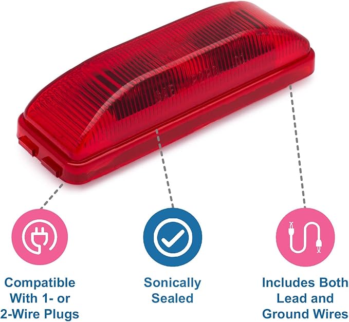 Lumitronics RV Model 19 Series Thin Line Sealed LED Marker/Clearance Light (Red)