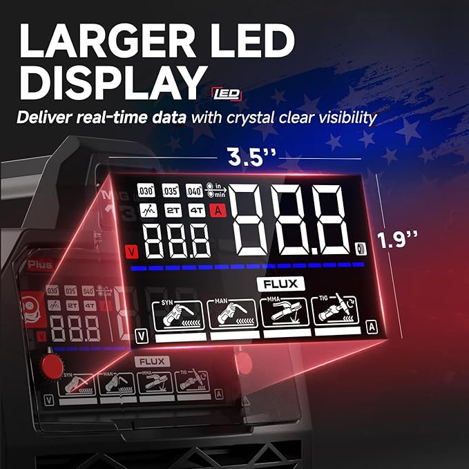 ANDELI 135Amp MIG Welder 110V/220V Dual Voltage, Portable Flux Core MIG/Lift Tig/Stick 3-in-1 Multiprocess MIG Welding Machine with Synergy, LED Display Full Kit (Bonus Welding Helmet & Gloves)
