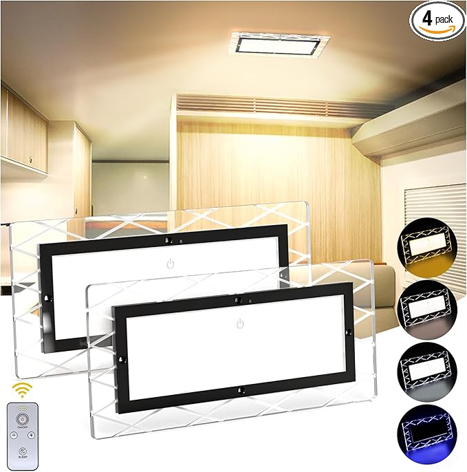 BlueFire 1800LM Bright LED RV Light Interior, 4 Color Temperature, DC12-30V Upgraded Brightness RV Ceiling Dome Lights, Dimmable Fixture for RV Camper Van Motorhome Boat Trailers (Large - 2 Pack)