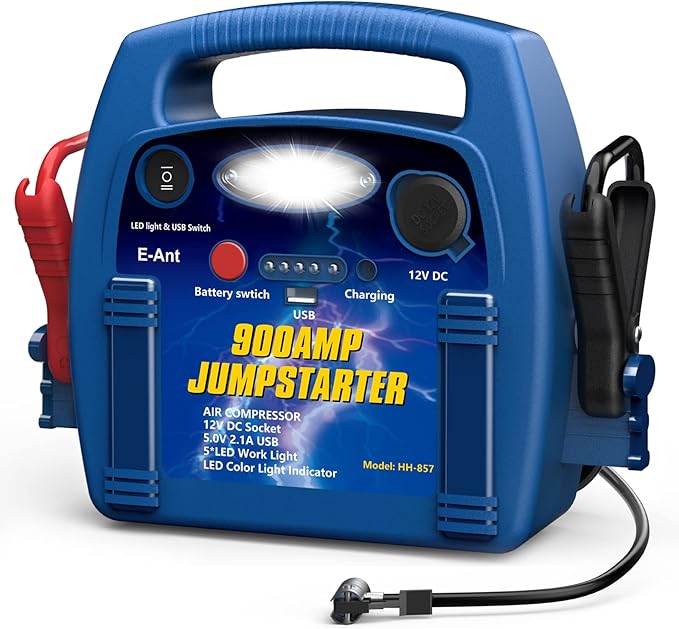 Jump Starter with Air Compressor,1000A Car Battery Jumper Starter 260 PSI Tire Inflator,6 in 1 Auto Lead-Acid Battery Booster Jump Starter for Up to 10.0L Gas or 8.0L Diesel with LED Light