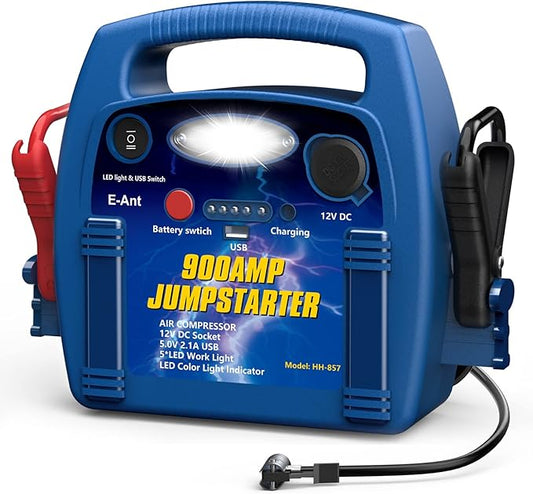 Jump Starter with Air Compressor,1000A Car Battery Jumper Starter 260 PSI Tire Inflator,6 in 1 Auto Lead-Acid Battery Booster Jump Starter for Up to 10.0L Gas or 8.0L Diesel with LED Light