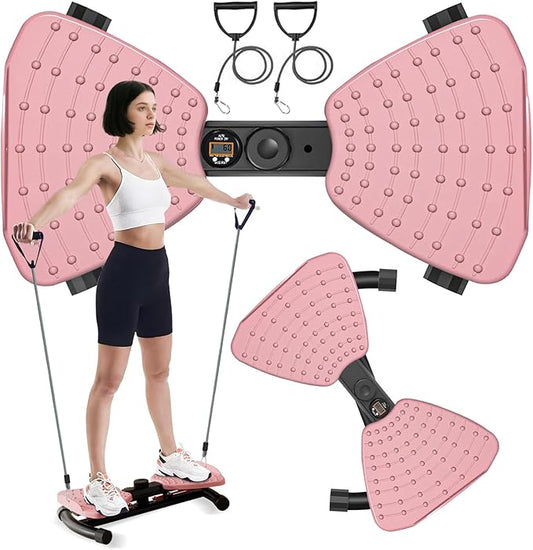 Waist Twister, Ab Twister Board 440 lbs Weight Capacity, Ab Machine for Slim Waist and Core, Workout Equipment with Smart LED Digital Display Track Time, Reps, Calories for Women Men (Pink)