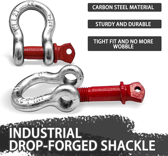 Heavy Duty Tow Straps Recovery Kit, 2" x 26ft Recovery Strap with 12000 lbs Break Strength, Heavy Duty Tow Rope D-Ring Shackles for Towing Vehicles, Boats(Yellow)