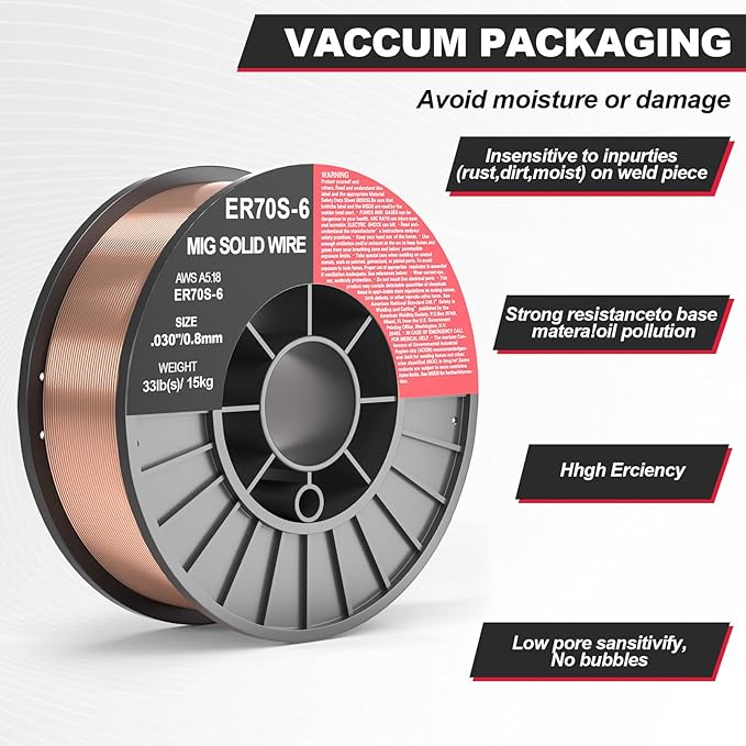 ER70S-6 .030-Inch on 33-Pound Spool Carbon Steel Mig Solid Strong ABS Plastic Spool Welding Wire (0.030-Inch 33 LB)