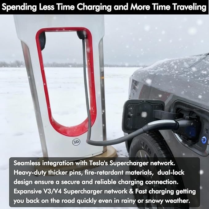 NACS to CCS Adapter for Fast Charging CCS1 EV in Tesla V3/V4 Supercharger, Max 500A 1000V NACS DC Adapter for Road Trip Charge Backup, Dual Locks for Sturdy Secure Connection