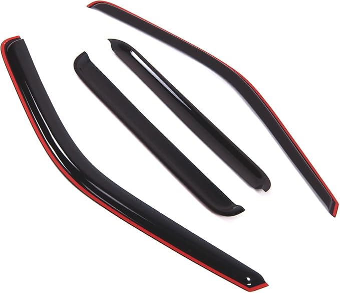 TuningPros in-Channel Window Vent Visors Rain Guards Compatible with Ford F-250 SuperCrew 1999-2016 | Side Window Wind Deflectors Rain Shields | Smoke Tinted, 4 Pcs Set, DGWV-192i