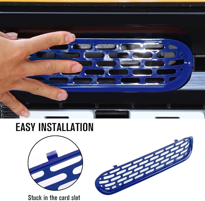 Jimen Compatible with Ford Bronco 2021-2023, 6PCS Front Grille Inserts Mesh Grill Cover Exterior Trim Accessories (Dark Blue)