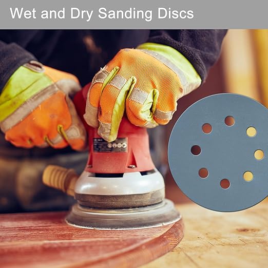 100 Pcs 5 Inch Sanding Discs Hook & Loop 8 Holes Wet Dry 3000 Grit Sandpaper Silicon Carbide Sand Paper for Orbital Sander Automotive Wood Plastic Metal Polishing (100Pcs 3000 Grit)