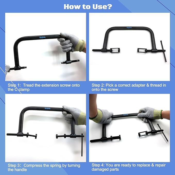 Handook 12Pcs Valve Spring Compressor with Valve Lapper Tool, Valve Spring Removal Tool with C Clamp for Motorcycle, ATV, Car, Small Engine Vehicle Equipment