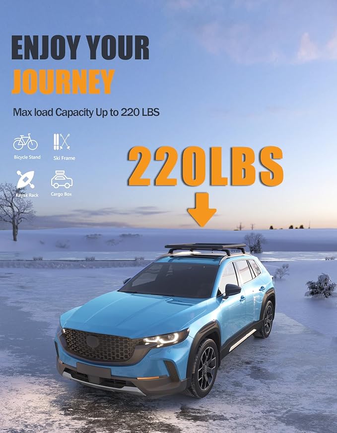 KINGGERI Roof Rack Cross Bars Compatible with Mazda CX50 CX-50 2023 2024 2025 2026, Lockable 220LBS Aluminum Roof Rails Crossbars Rooftop Cargo Basket Carrier Bag Luggage Rails