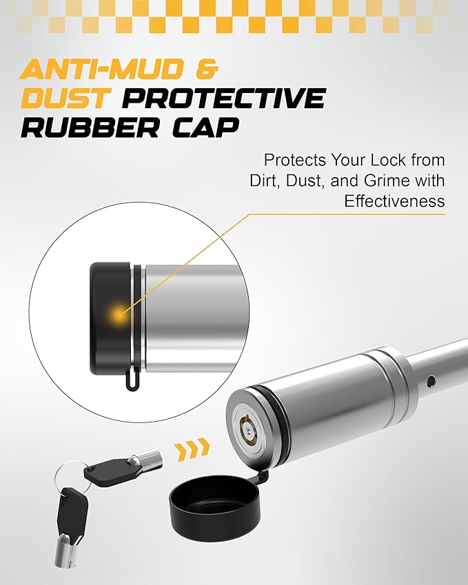 RETRUE Heavy-Duty Trailer Hitch Lock with Safety Clip for Extra Security, Stainless Steel 5/8" Dia 4" Long Locking Hitch Pin with Weather-Resistant Cap & O-Rings, Fits 2.5" to 3" Trailer Receivers