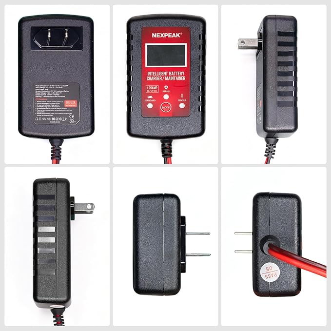 [3-Pack]1.75-Amp Car Battery Charger, 6V and 12V Smart Fully Automatic Battery Charger Maintainer, Trickle Charger, Battery Desulfator for Car, Lawn Mower, Motorcycle, Boat, Marine Lead Acid Batteries