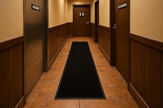 Guardian Platinum Series Indoor Wiper Floor Mat, Rubber with Nylon Carpet, 2'x6', Black