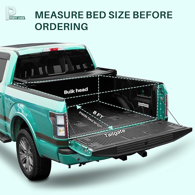 Perfit Liner 8 FT (96") Bed Soft Tri-Fold Tonneau Cover Fits 2015-2023 Ford F-150 Styleside/Fleetside Truck Cargo Topper Long Box, Soft-top, 3-Folding (Not for Flareside/Stepside)