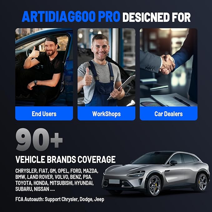 TOPDON ArtiDiag600 Pro, OBD2 Scanner Diagnostic Tool for All Systems, Code Reader Scan Tool with 9 Essential Maintenance Functions, Upgraded Version of AD600S/AD500, Lifetime Free Update