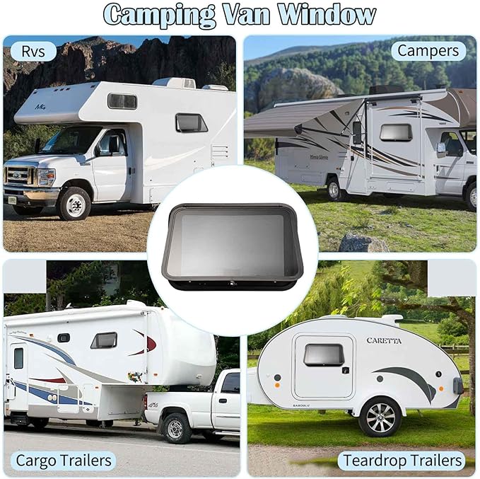 RV Window | 30" W x 20" H | RV Exit Window | Tempered Glass &Trim Set | DOT Certification Qualified