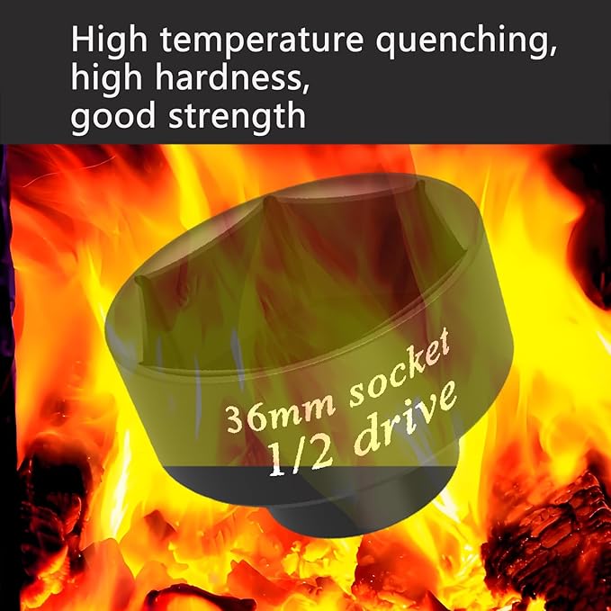 1/2 drive 36mm oil filter socket Wrench tool CR-MO 6 Point, for Fuel Filter/oil Filter cap and Impact Removal Axle Nut socket