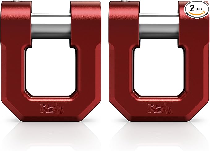 RENO 3/4" D Ring Shackle, 68,000 lbs Break Strength with 7/8" Inch Pin Universal Use with Tow Strap Winch for Off-Road Truck ATV UTV SUV Recovery Towing Trailer (Aluminum, 2 Pack, Red)