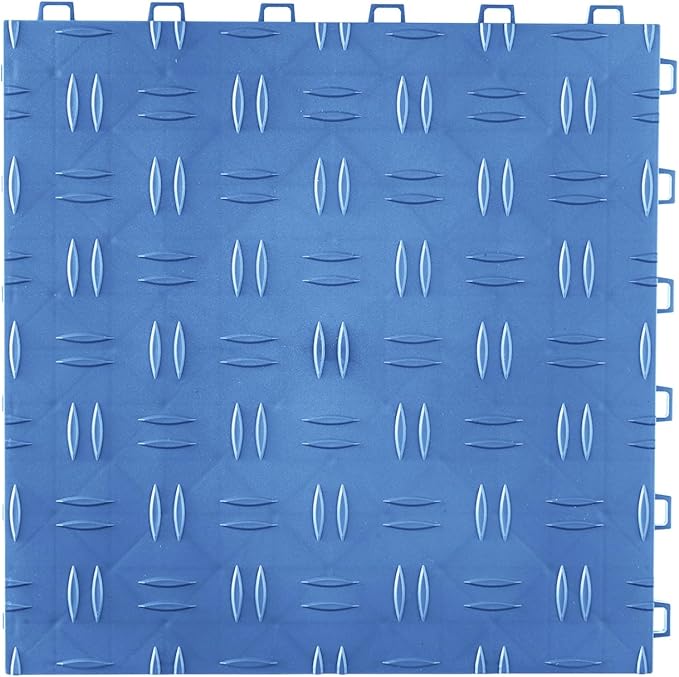 VEVOR Interlocking Garage Floor Covering Tiles, 12 x 12 x 0.53 inch, 25 Pack, Non-Slip Double-Sided Texture, for Basements, Repair Shops, Blue