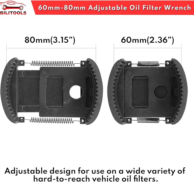 BILITOOLS Universal Oil Filter Wrench Removal Tool Adjustable, 60-80mm (2.36-3.15 inch), 1/2" Drive