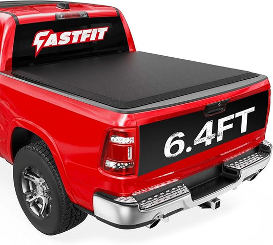 FASTFIT Soft Roll Up Tonneau Cover Fits 2009-2018 Ram 1500; 2010-2025 Ram 2500 3500; 2019-2024 Classic Ram 1500 with 6'4" (76.3in) Truck Bed w/o RamBox