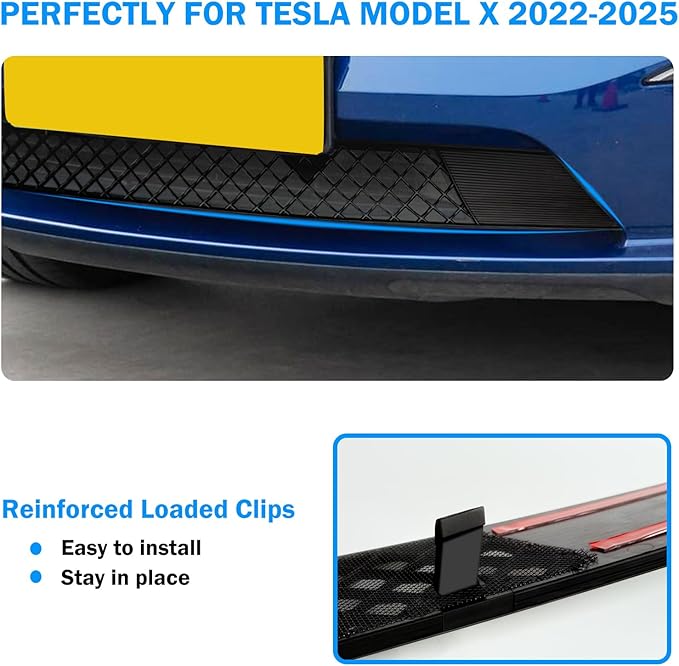 For Tesla Model X 2025 2024 Front Grill Mesh Insert, Grille Grid Inserts Air Inlet Vent Grille Cover Guard Replacement with Insect Protection Accessories for Model X 2025 2024 2023 2022