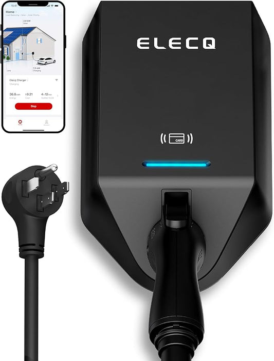Smart Level 2 EV Charger, Active Load Management, Solar EV Charging Mode, Wi-Fi Enabled, OCPP Compatible & Future-Proof, 40A NEMA 14-50 Plug-in EV Charger for Home with J1772 Connector