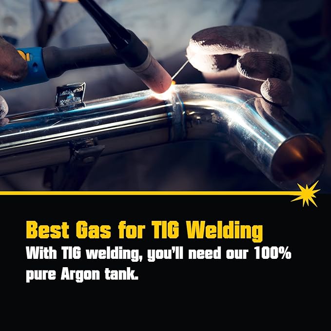 PrimeWeld 100% Argon Gas Welding Tank Full 80CF | DOT 3AA | USA CGA 580 Valve | Best Gas for TIG Welding Applications | Cylinders Full & Ready to Use