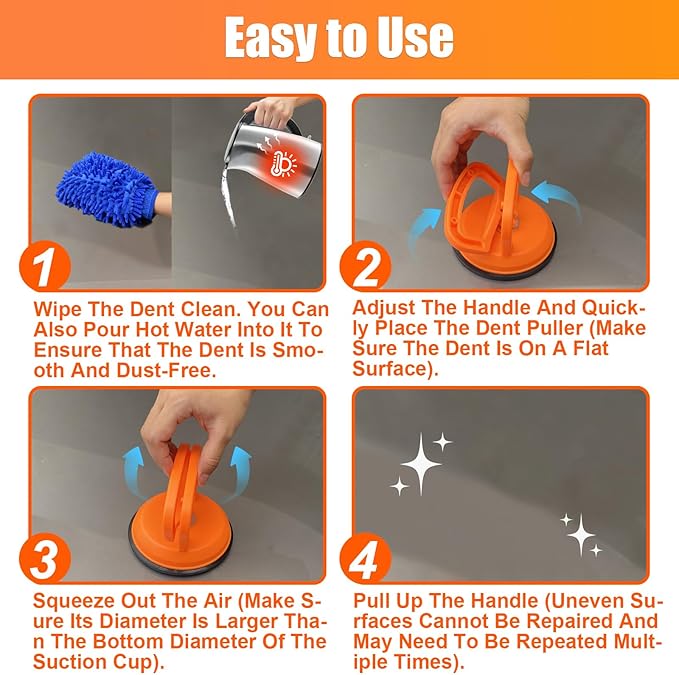 Dent Puller,7 Pack Car Dent Puller Kit,Car Dent Remover Tool for Car,Paintless Dent Removal Kit,Hail Dent Removal Kit,Dent Puller Suction Cup for Dent Remover,Glass,Screen,Moving (Large