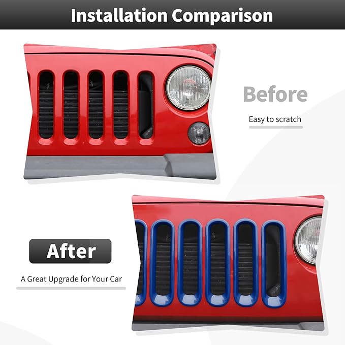 JK Grill Inserts Front Grille Mesh no Mesh Cover Guard for Jeep Wrangler JK 2007-2017 Clip-on Grille Accessories