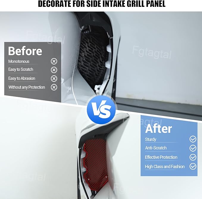 Side Intake Grill Guards Mesh Compatible with Chevrolet Corvette C8 2020-2025, Stainless Steel Side Radiator Guards Grille Vents Insert Mesh Accessories, 2Pcs (Red)