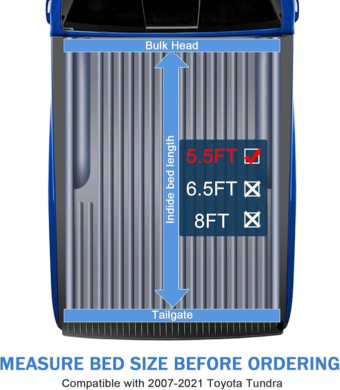 Soft Tri-Fold Truck Bed Tonneau Cover Compatible with 2007-2021 Toyota Tundra 5.5FT Bed