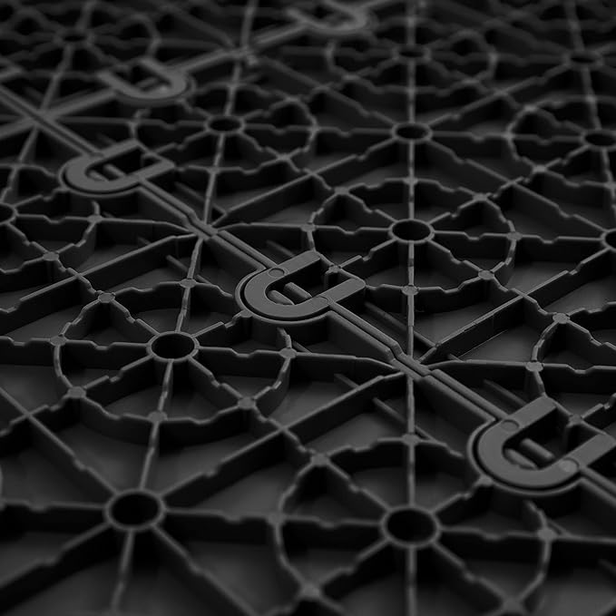 IncStores FlooringInc's Nitro 12"x12" Snap-Together Garage Flooring Tiles, Non-Slip Interlocking Plastic Floor Mat, Garage Organization & Storage, Coin Pattern, Midnight Black, 52 Tiles, 52 Sq/Ft