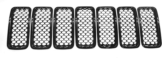 Gloss Black Chrome Delete Front Grille | Car Grille Cover | Grille Insert | Trim Overlay | Compatible with 2019-2023 Jeep Renegade | ABS6503BLK