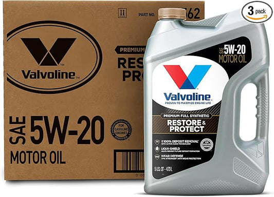 Valvoline Restore & Protect Full Synthetic 5W-20 Motor Oil 5 QT, Case of 3