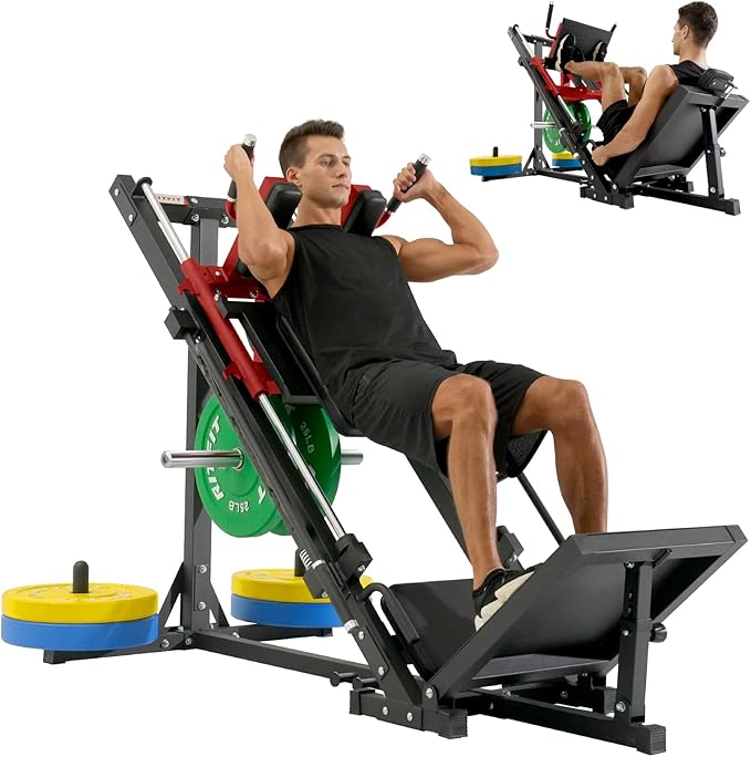 RitFit Leg Press Hack Squat Machine, Professional Adjustable Leg Press Machine for Home Gym with Linear Bearing, Specialty Hack Squat Machine for Full Lower Body Workout with Weight Storage Posts