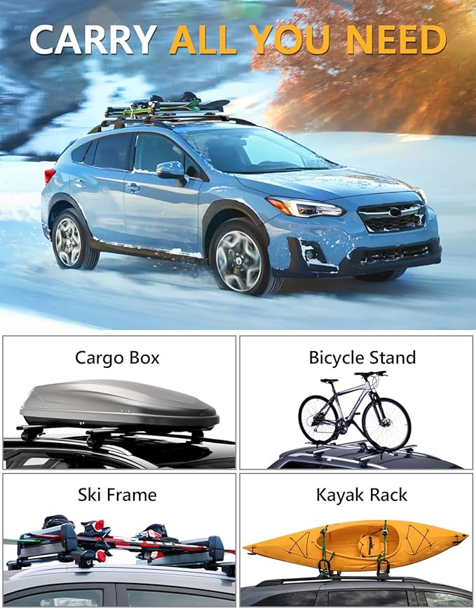 Tuyoung 330lbs All Aluminum Roof Rack Cross Bars Compatible with Subaru Crosstrek 2018-2023 & Impreza 2017-2023 with Side Rails,Lockable Heavy Duty Anti-Theft Roof Crossbars Rooftop Luggage Carrier