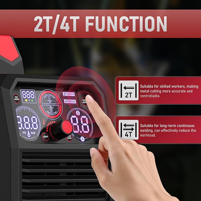 YESWELDER CUT-55DS PLUS Plasma Cutter, 55Amp Non-Touch Pilot Arc Air Power, 2-In-1 Plate Cutting/Grid Cutting Large Digital Display 110/220V Dual Voltage IGBT Inverter Plasma Cutting Machine