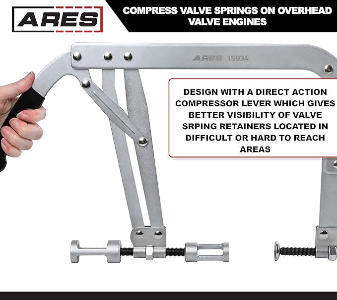 ARES 15079 - Large Valve Spring Compressor - Compresses Valve Springs on Overhead Valve Engines - Direct Action Compressor Lever Gives Better Visibility During Valve Spring Compression