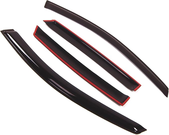 TuningPros Outside Mount Window Vent Visors Rain Guards Compatible with Ford Focus Sedan 2008-2011 | Side Window Wind Deflectors Rain Shields | Smoke Tinted, 4 Pcs Set, DGWV-173