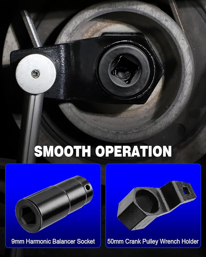 BETOOLL 19 mm Harmonic Balancer Socket & 50mm Crankshaft Crank Pulley Wrench Holder Tool Removal Holding Spanner kit Compatible with Honda and Acura Engines