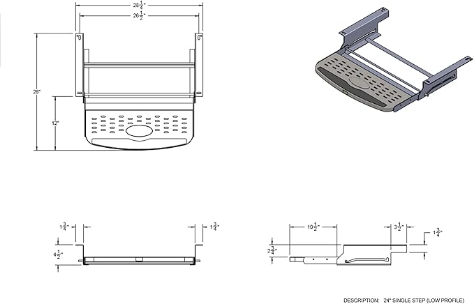 RecPro RV Steps 24" Single Step Low Profile in Black | RV Stairs | RV Exterior Steps | Camper Steps FP-1200