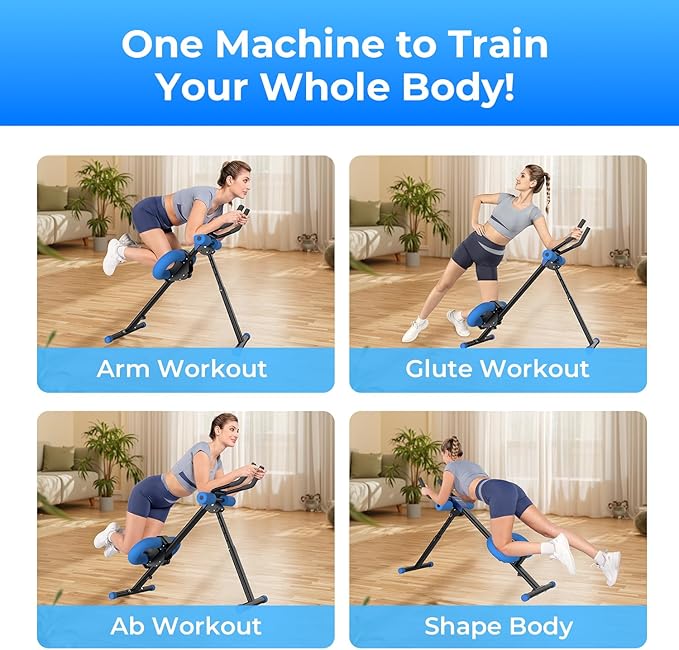 Ab Machine, Adjustable Ab Trainer Machine for Abs Workout at Home Gym, Foldable, Knee Protection, Abdominal Trainer for Stomach Workout