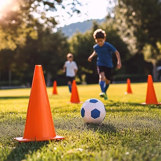 12 inch Soccer Training Cones for Outdoor Activity, Orange Traffic Cones,Plastic Sports Cones 10 Packs
