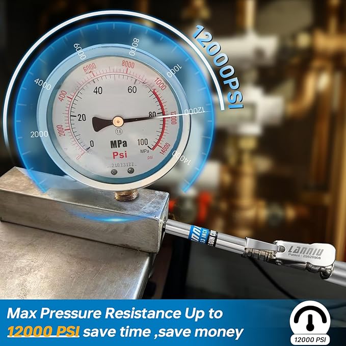 Grease Gun Coupler, Strong Lock & Extra Reach Grease Coupler, Heavy Duty 12000 PSI Quick Release Grease Gun Tips, Compatible with All Grease Guns 1/8" NPT Fittings