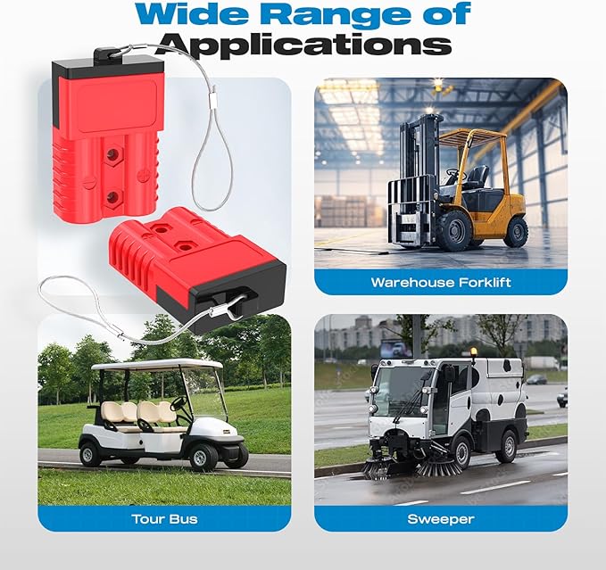 Anderson Connector, 175AMP 1/0AWG Battery Quick Connect w/Hard Cover 12V-36V Anderson Plug Winch Wiring Kit for Cable RV Truck Winch (4pcs)-RED