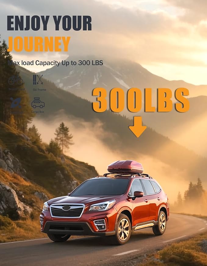 KINGGERI 300lbs Roof Rack Cross Bars Compatible with Subaru Forester 2014-2026 with Raised Side Rails (Not for Wilderness), Lockable Heavy Duty Aluminum Roof Rails Crossbars Luggage SUV Accessories