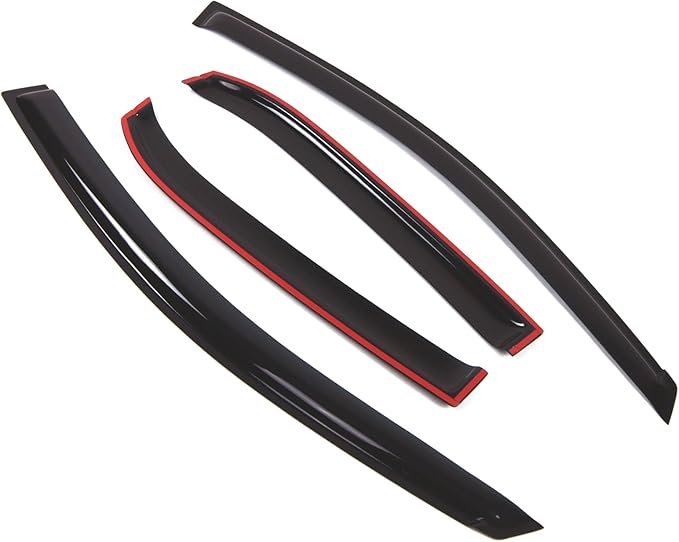TuningPros Outside Mount Window Vent Visors Rain Guards Compatible with Toyota Corolla Sedan 2009-2013 | Side Window Wind Deflectors Rain Shields | Smoke Tinted, 4 Pcs Set, DGWV-422RM