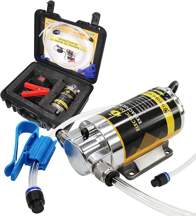 MILADO 12V 100W Electric Oil Change Extractor Pump,1-4L/min Portable Fluid Extractor Transfer Pump for Engine Oil, Diesel, Transmission Fluid, Gear Oil, for Boat, Car, Truck, Motorcycle, Lawnmower